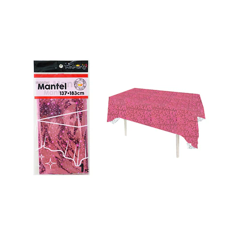Mantel holográfico con estrellas rosa 137*183cm  