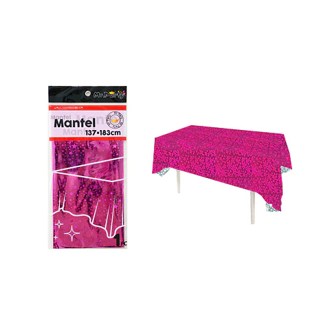 Mantel holográfico con estrellas fucsia 137*183cm