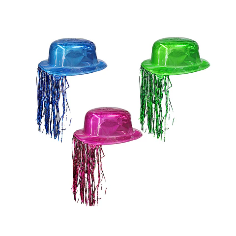 Sombrero redondo cromado con flecos metálicos Color Aleatorio