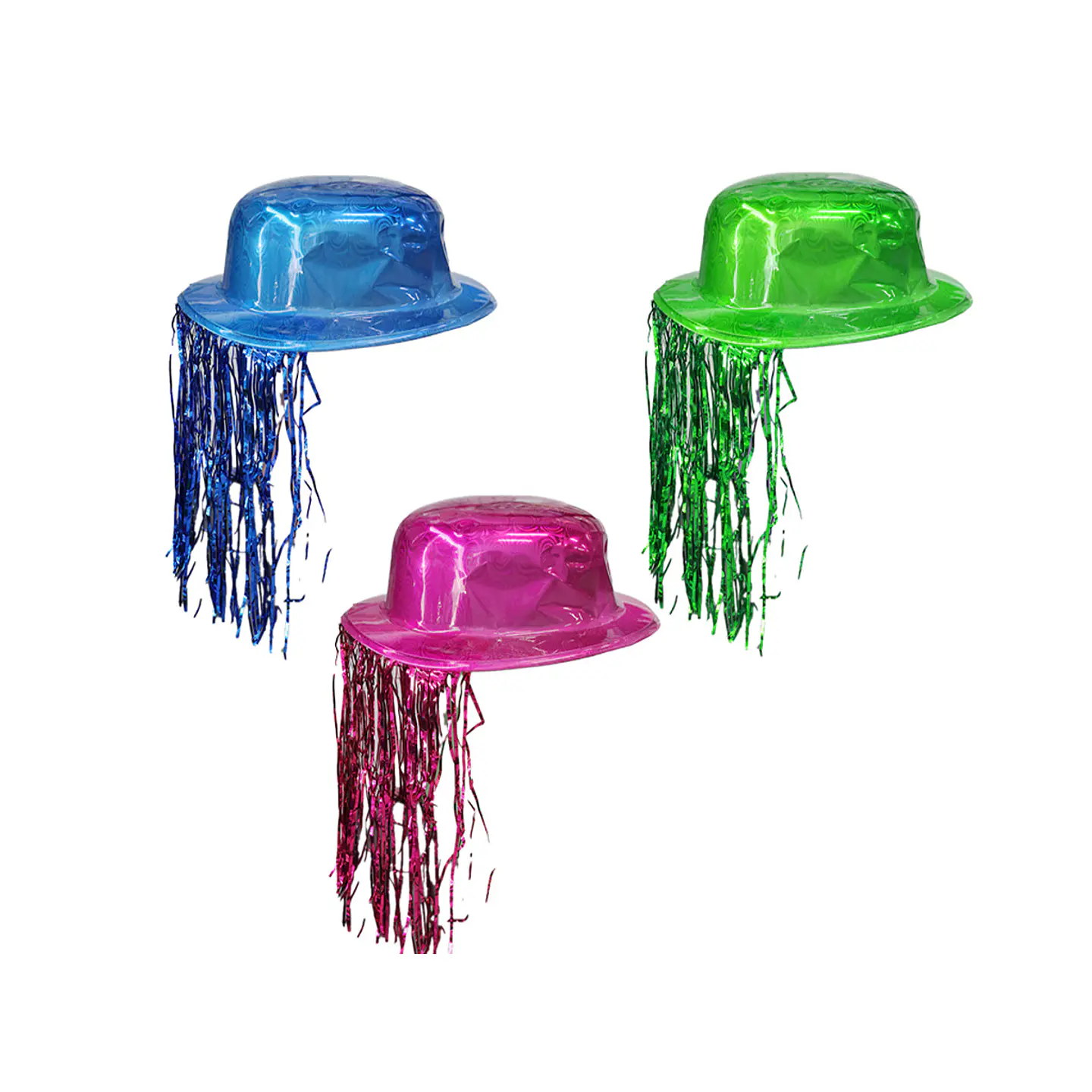Sombrero redondo cromado con flecos metálicos Color Aleatorio 1