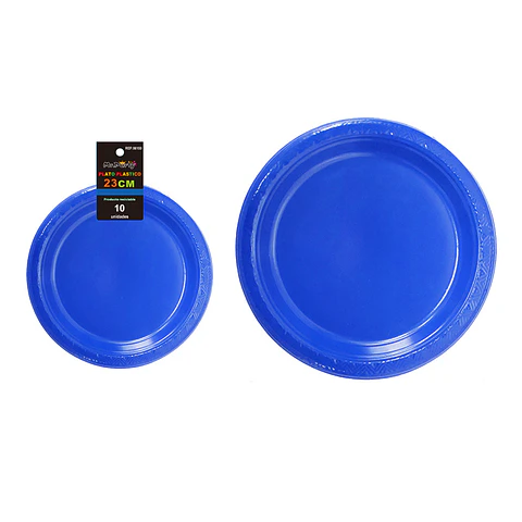 Platos plásticos azul intenso 23cm 10pcs