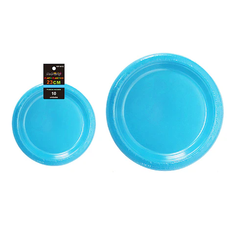 Platos plásticos azul 23cm 10pcs
