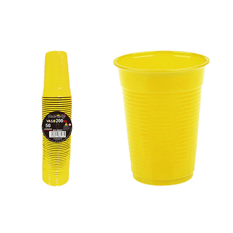 Vasos plásticos amarillo 200ML 50pcs