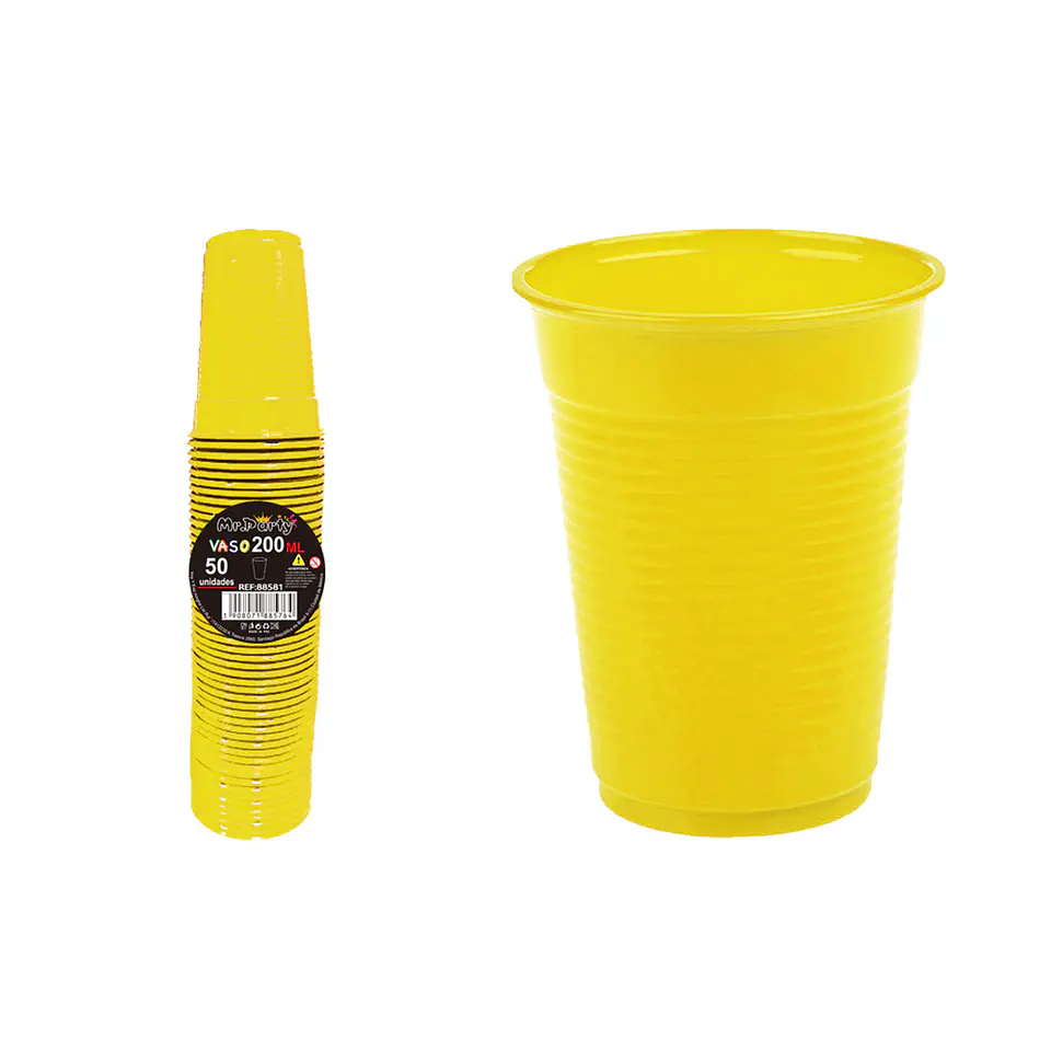 Vasos plásticos amarillo 200ML 50pcs 1