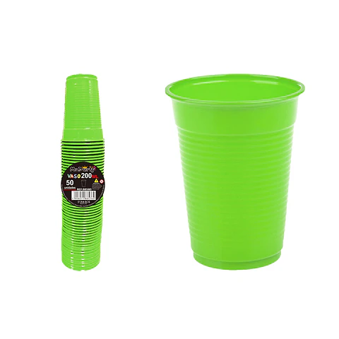 Vasos plásticos verde 200ML 50pcs