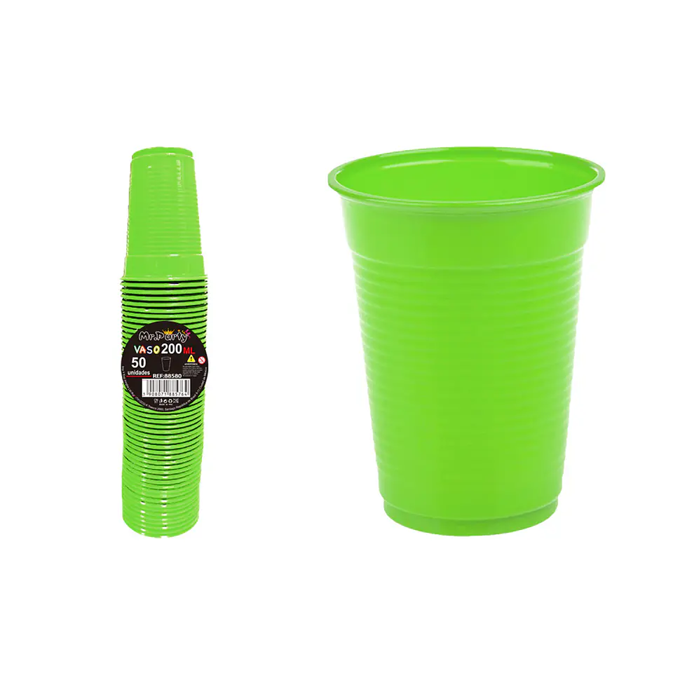 Vasos plásticos verde 200ML 50pcs 1
