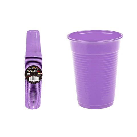 Vasos plásticos lila 200ML 50pcs