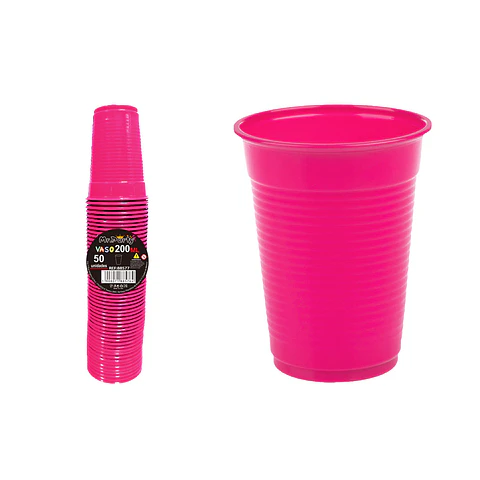 Vasos plásticos fucsia 200ML 50pcs