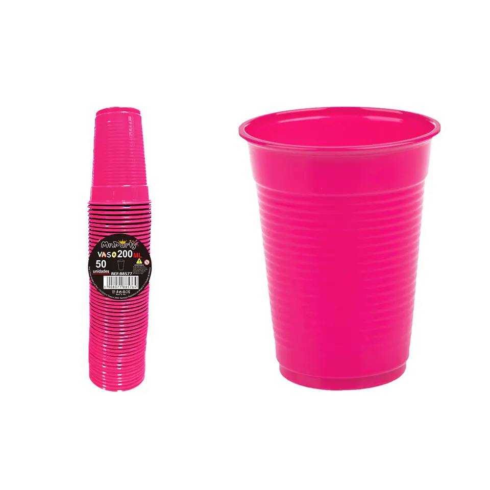 Vasos plásticos fucsia 200ML 50pcs 1