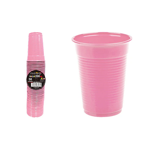 Vasos plásticos rosado 200ML 50pcs