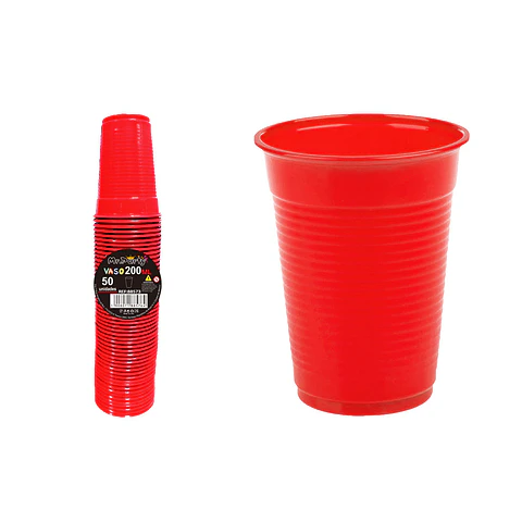 Vasos plásticos rojo 200ML 50pcs