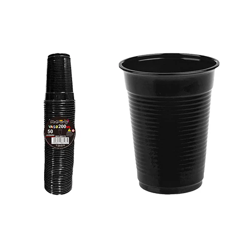 Vasos plásticos negro 200ML 50pcs