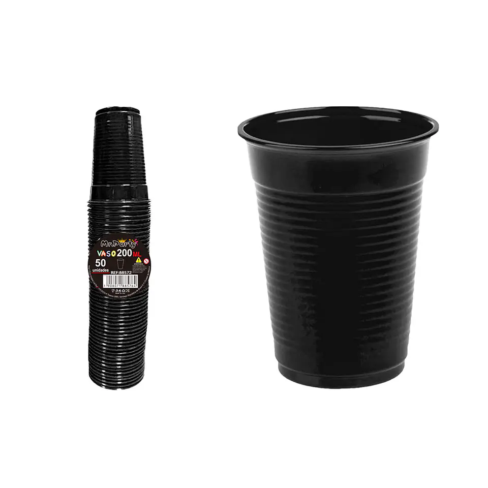 Vasos plásticos negro 200ML 50pcs 1