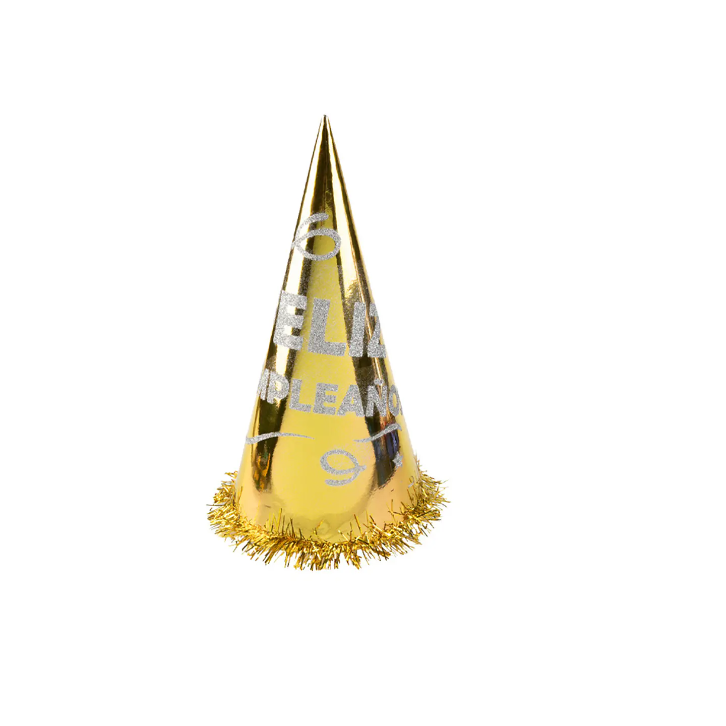 Gorro cotillón feliz cumpleaños dorado 24cm 1