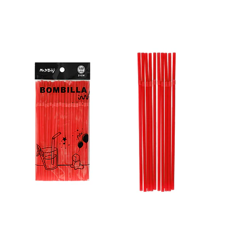 Bombillas de plásticas flexibles rojo 21cm 100pcs