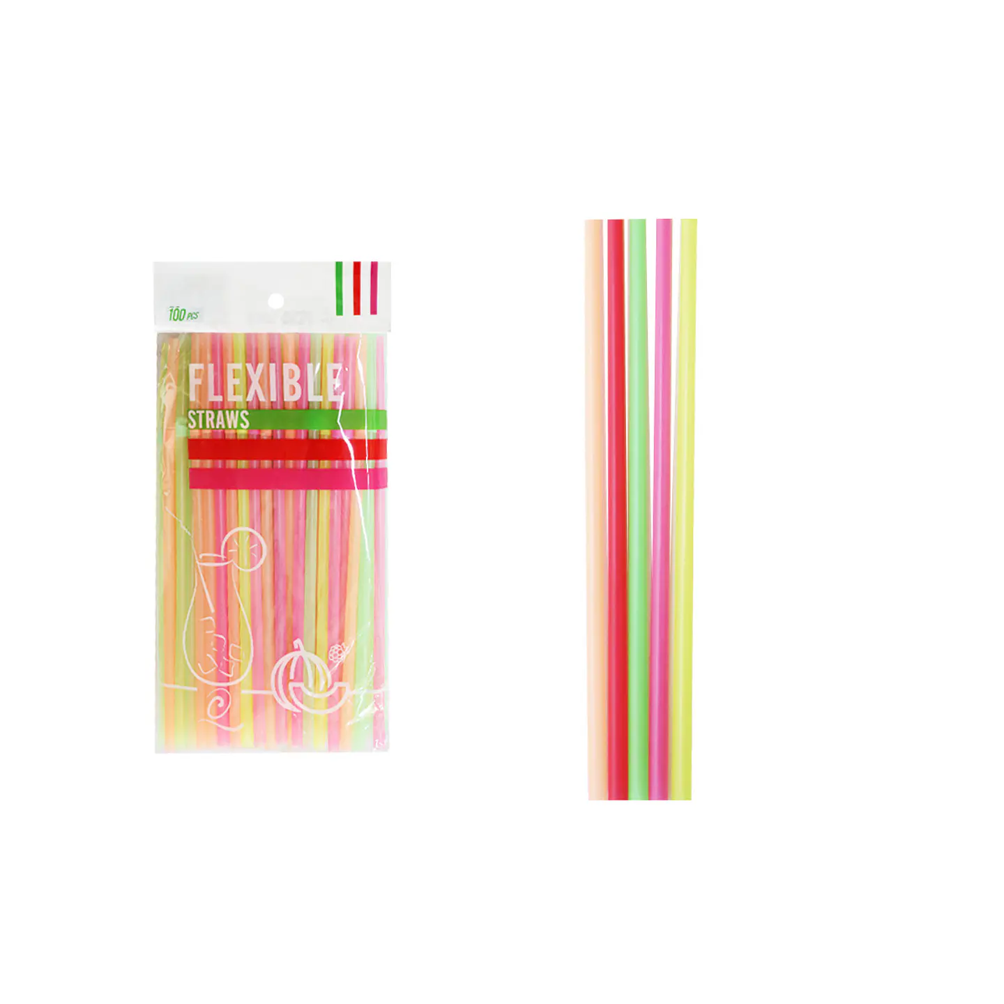 Bombillas de plásticas flexible fluorescentes multicolor 21cm 100pcs 1