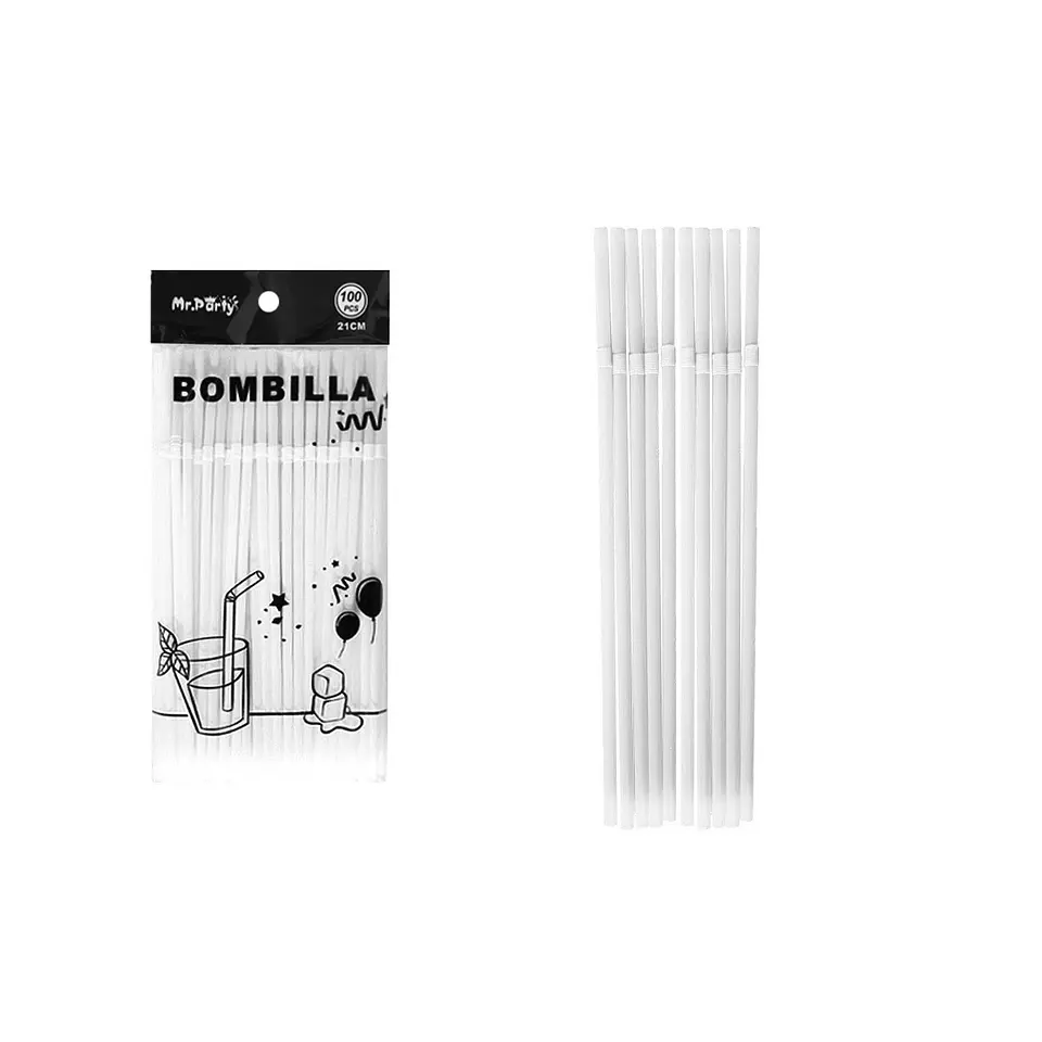 Bombillas de plásticas flexibles blanco 21cm 100pcs 2