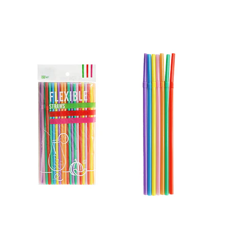 Bombillas de plásticas flexibles multicolor 0.6*21cm 100pcs
