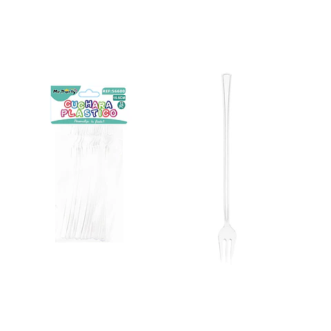 Mini tenedor para ensalada transparente 15.5cm 12pcs