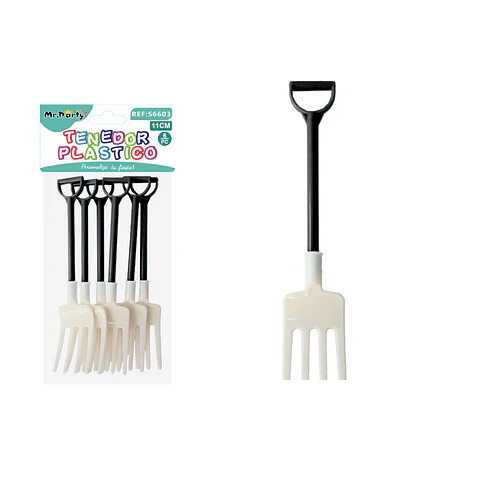 Tenedor para pastel bicolor negro y blanco 11cm 6pcs