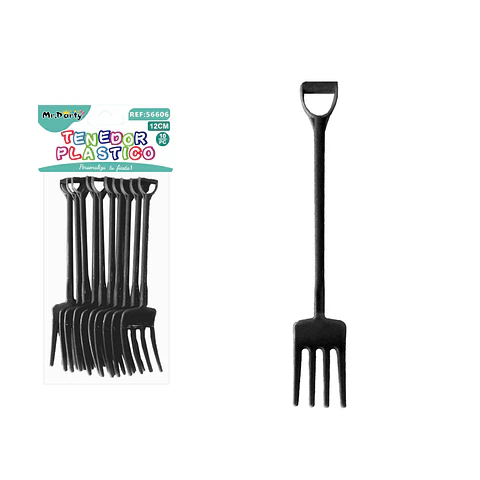 Tenedor para pastel negro 12cm 10pcs