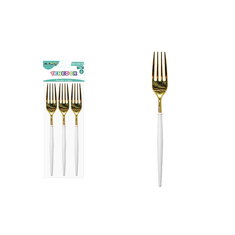 Tenedor dorado blanco 21*2.7cm 3pcs