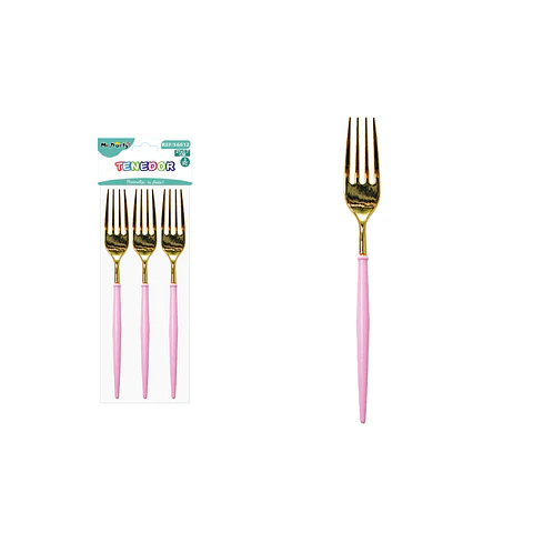 Tenedor dorado rosa 21*2.7cm 3pcs