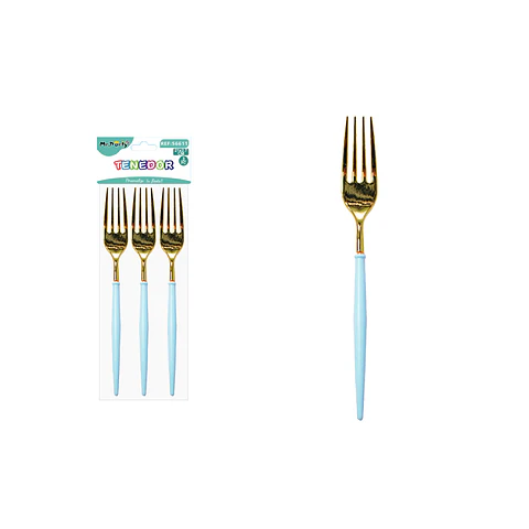 Tenedor dorado azul 21*2.7cm 3pcs