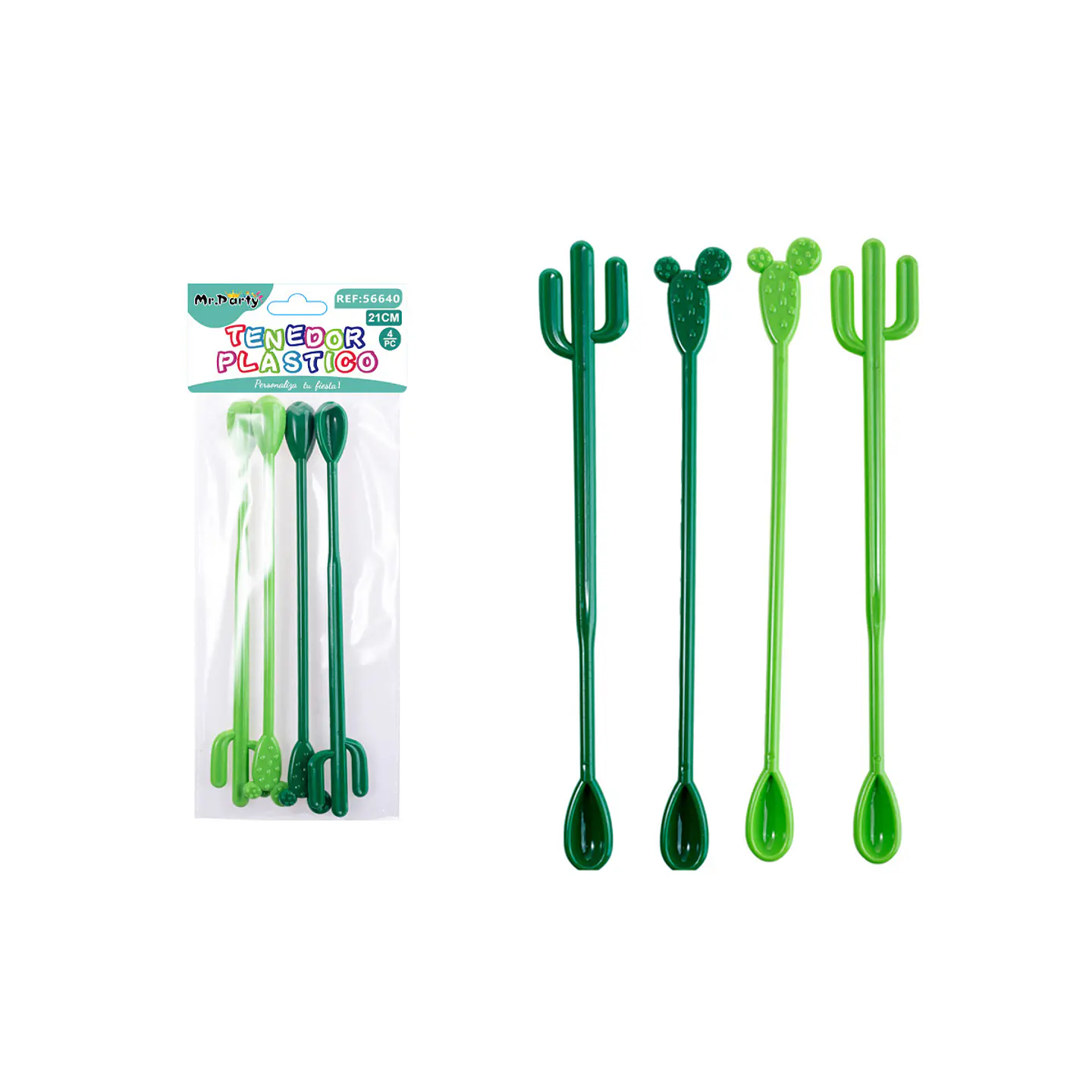 Cucharilla mezcladora de cactus 21cm 4pcs 1