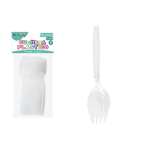 Cuchara-tenedor para pastel transparente 13.5cm 12pcs