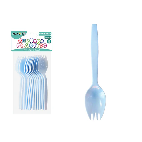 Cuchara-tenedor para pastel azul 13.5cm 12pcs