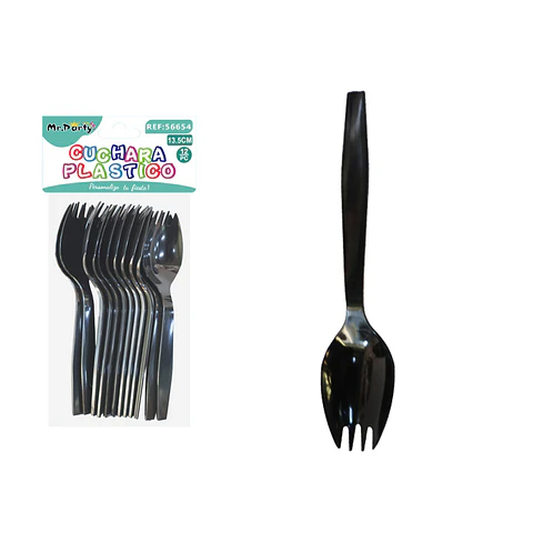 Cuchara-tenedor para pastel negro 13.5cm 12pcs