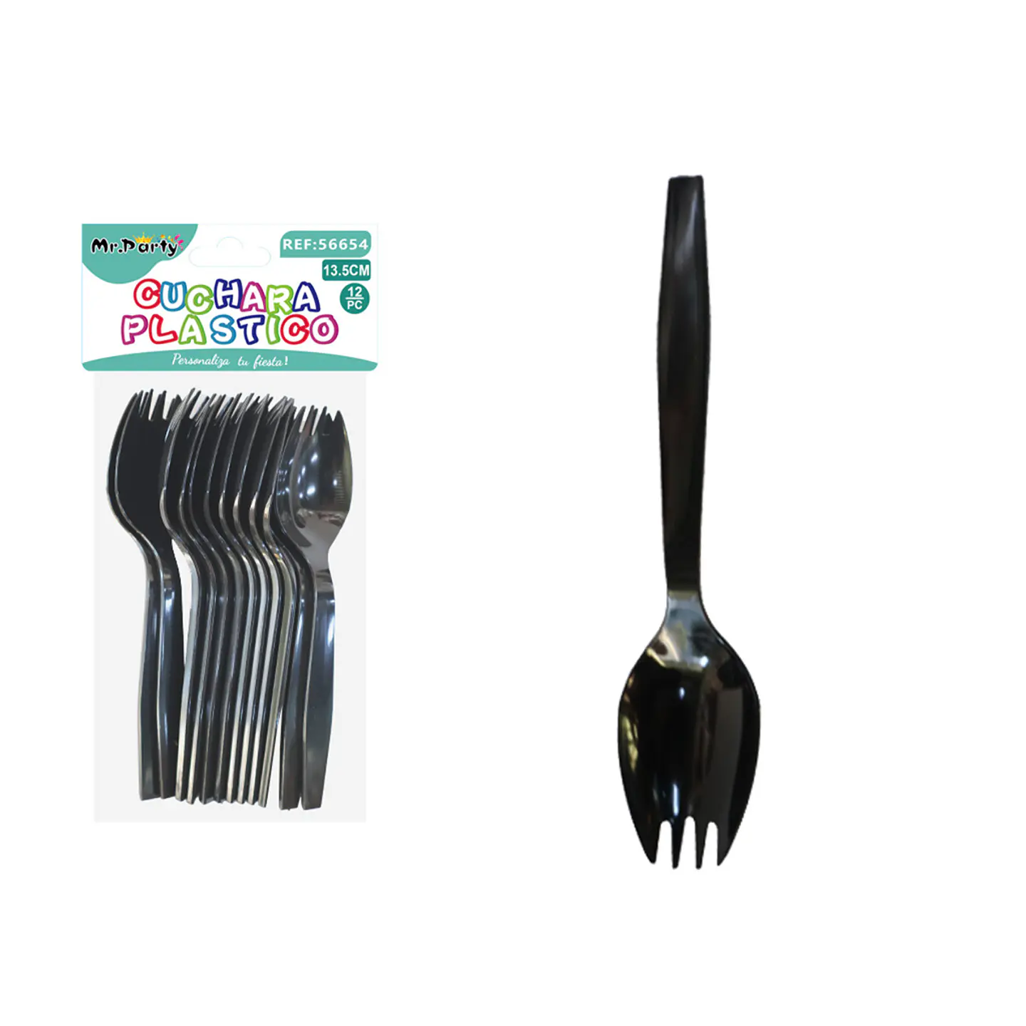 Cuchara-tenedor para pastel negro 13.5cm 12pcs 1