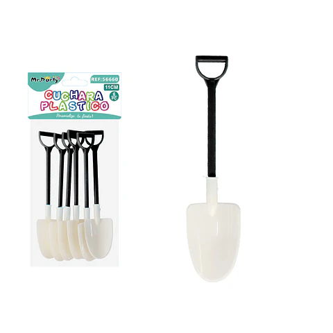 Cuchara tipo pala para pastel negro y blanco 11cm 6pcs