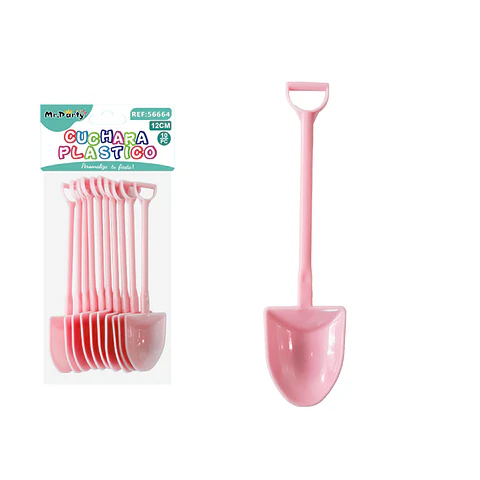 Cuchara tipo pala para pastel rosa 12cm 10pcs