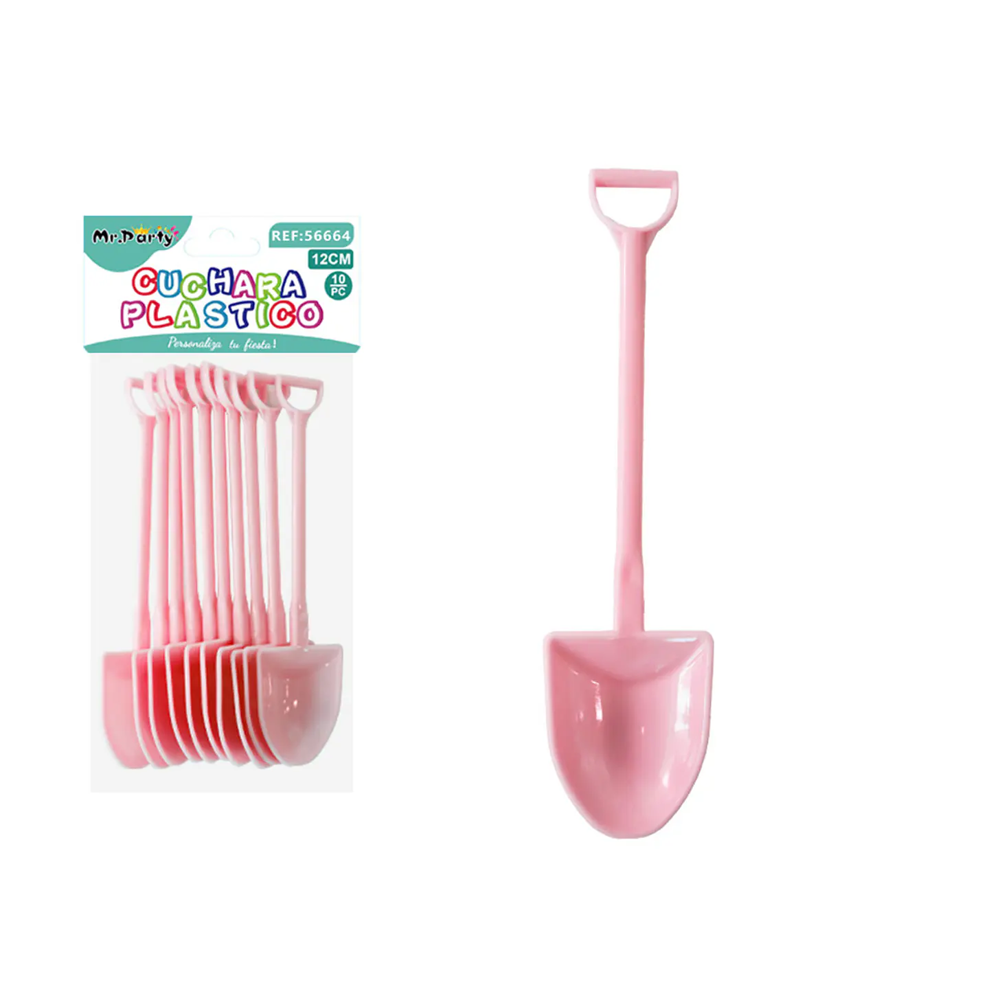 Cuchara tipo pala para pastel rosa 12cm 10pcs 1