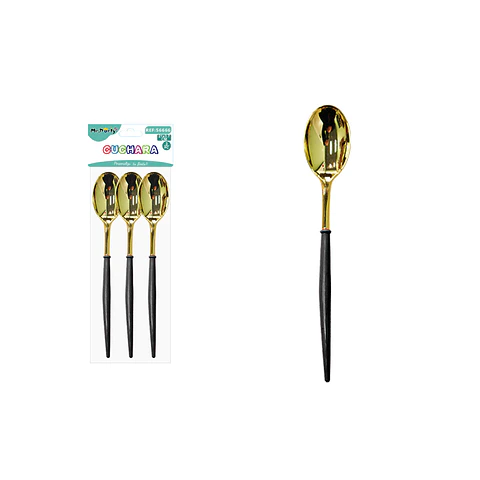 Cuchara dorada negro 21*3.7cm 3pcs