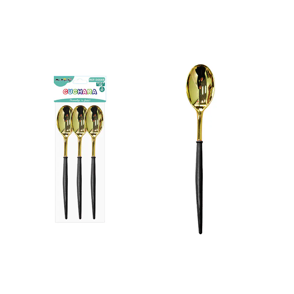 Cuchara dorada negro 21*3.7cm 3pcs 1