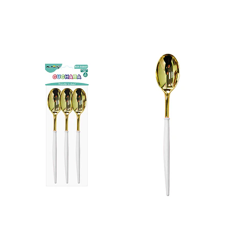 Cuchara dorada blanco 21*3.7cm 3pcs