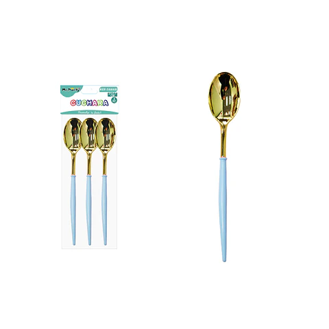 Cuchara dorada azul 21*3.7cm 3pcs