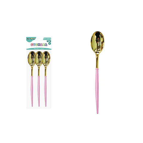 Cuchara dorada rosa 21*3.7cm 3pcs