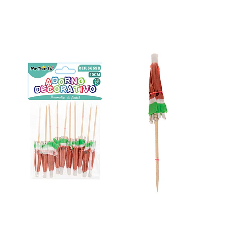 Sombrilla palillo de sandia decorativa de cocteles 10cm 10pcs