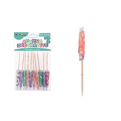 Sombrilla palillo lunares multicolor 10cm 10pcs