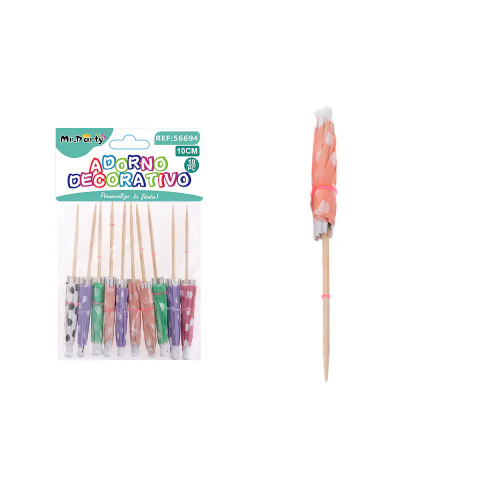 Sombrilla palillo lunares multicolor 10cm 10pcs 1