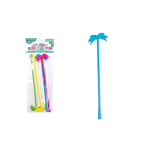 Mezclador de coctel desechable palmera multicolor 21cm 4pcs