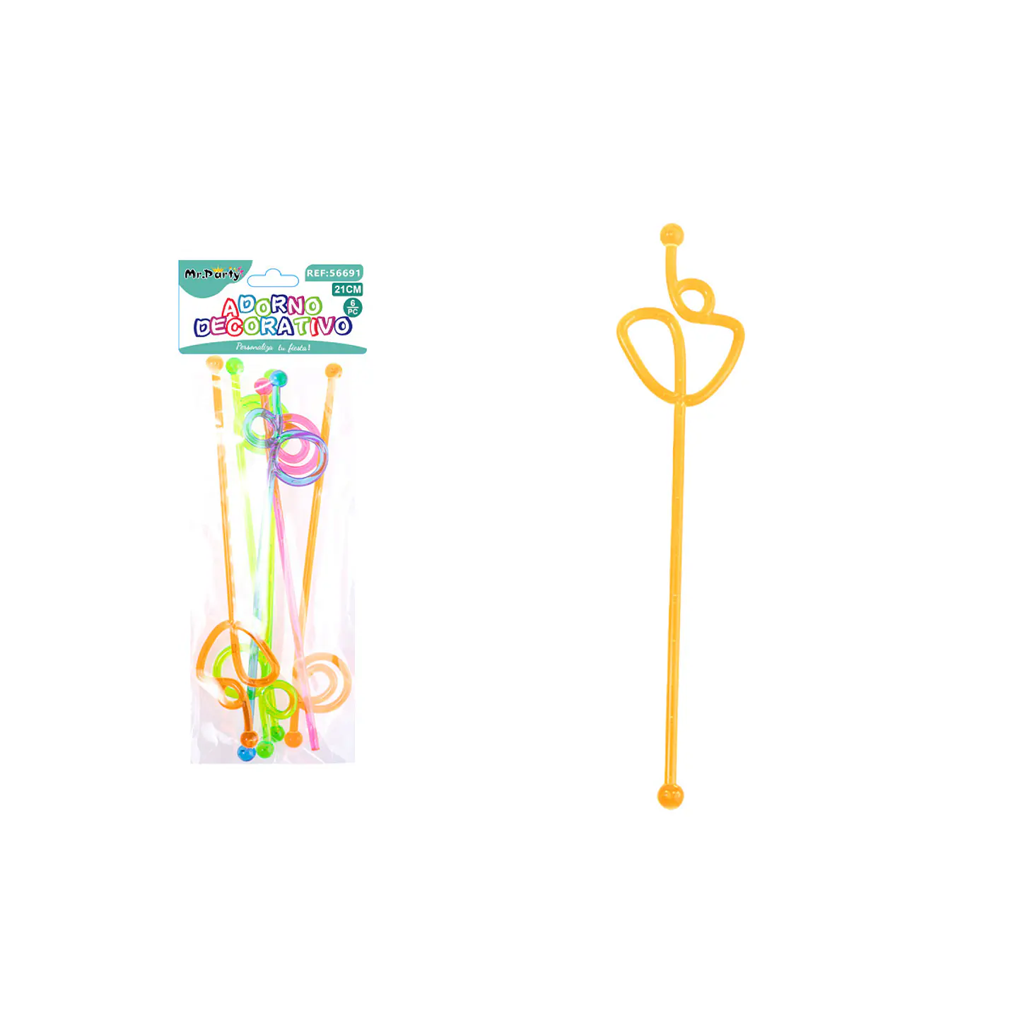 Mezclador de coctel desechable multicolor 21cm 6pcs 1