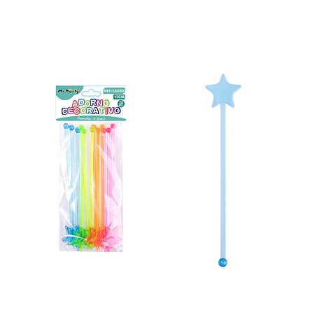 Mezclador de coctel desechable estrella multicolor 17cm 2pcs