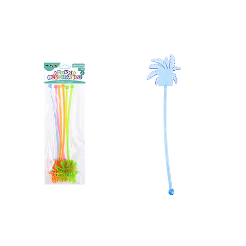 Mezclador de coctel desechable palmera multicolor 21cm 6pcs