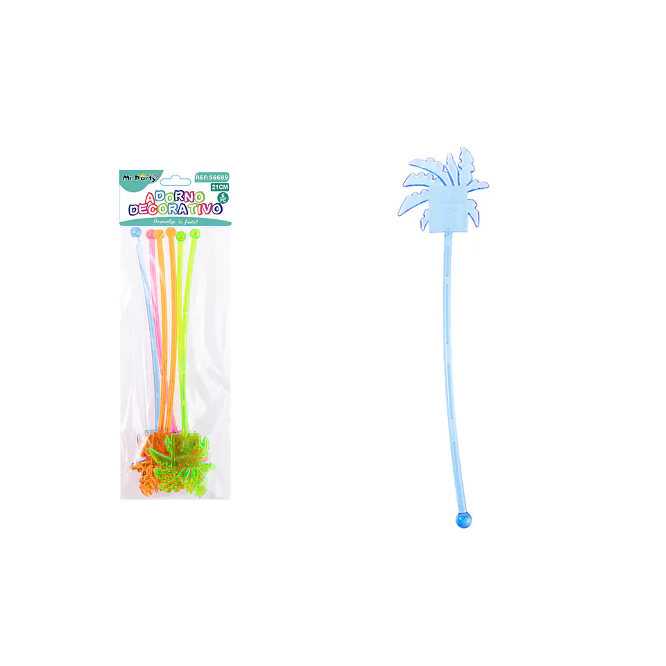 Mezclador de coctel desechable palmera multicolor 21cm 6pcs 1