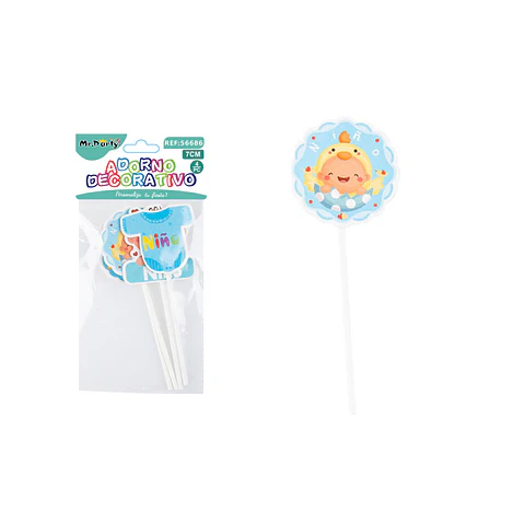 Palillo set baby shower celeste 7cm 4pcs